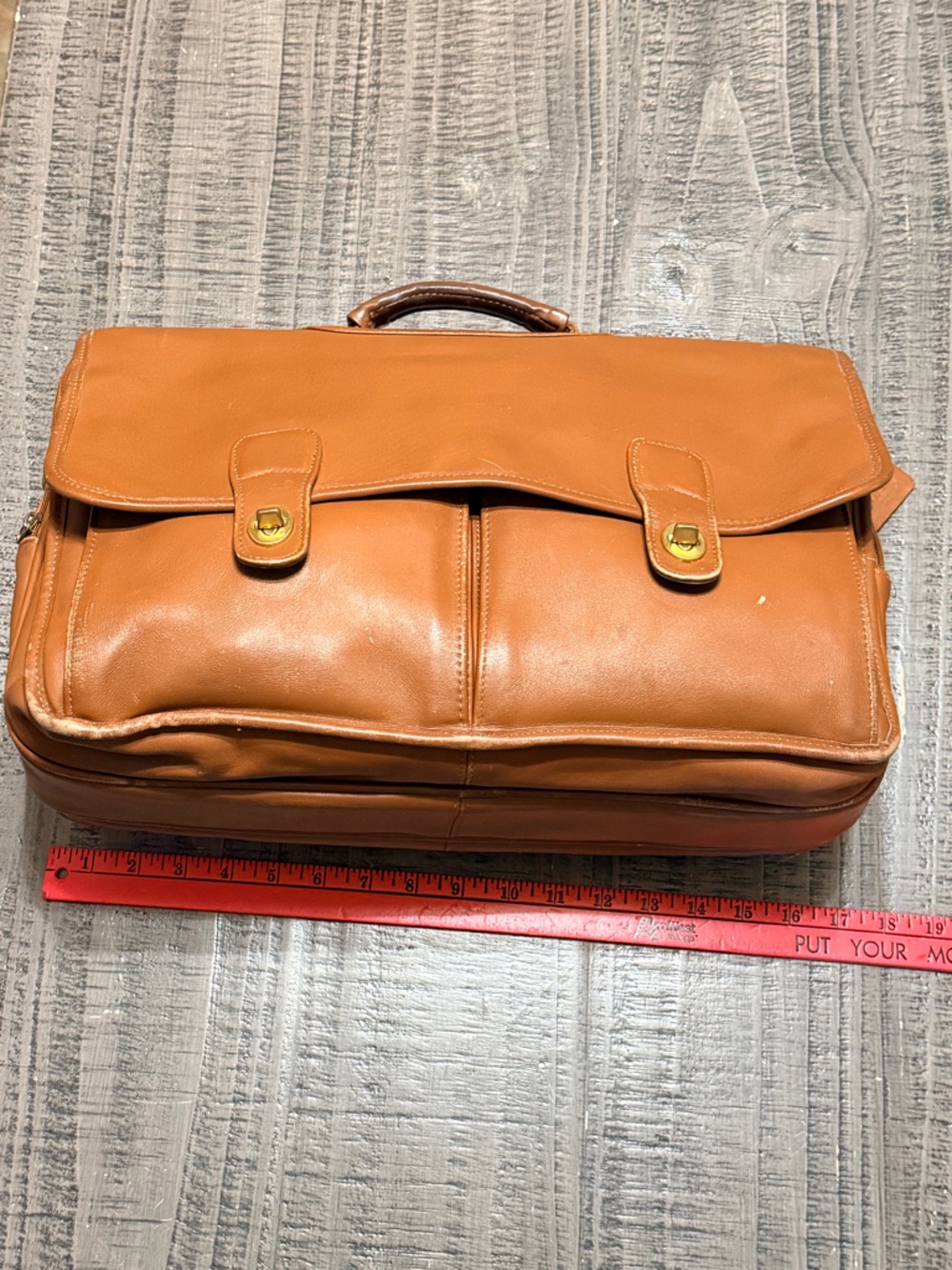 Vtg.. 90’s Coach Leather Briefcase in Tan Cognac Brown (No Shoulder Strap) - Picture 6 of 16
